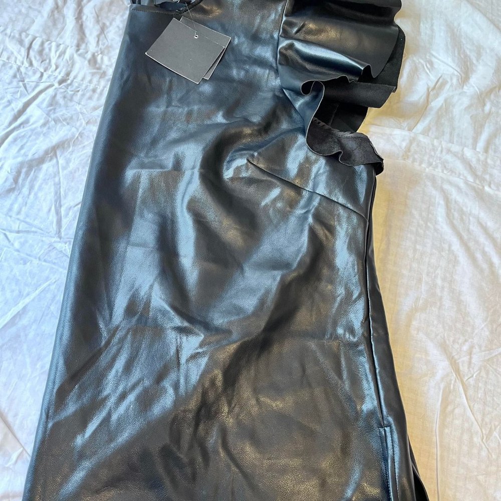 blouse top eco-leather 3 Х Mark New York  black new